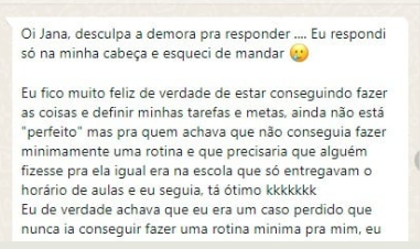 Depoimento de aluna