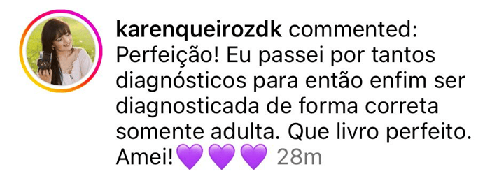 Feedback de karenqueirozdk: Perfeição! Que livro perfeito. Amei!
