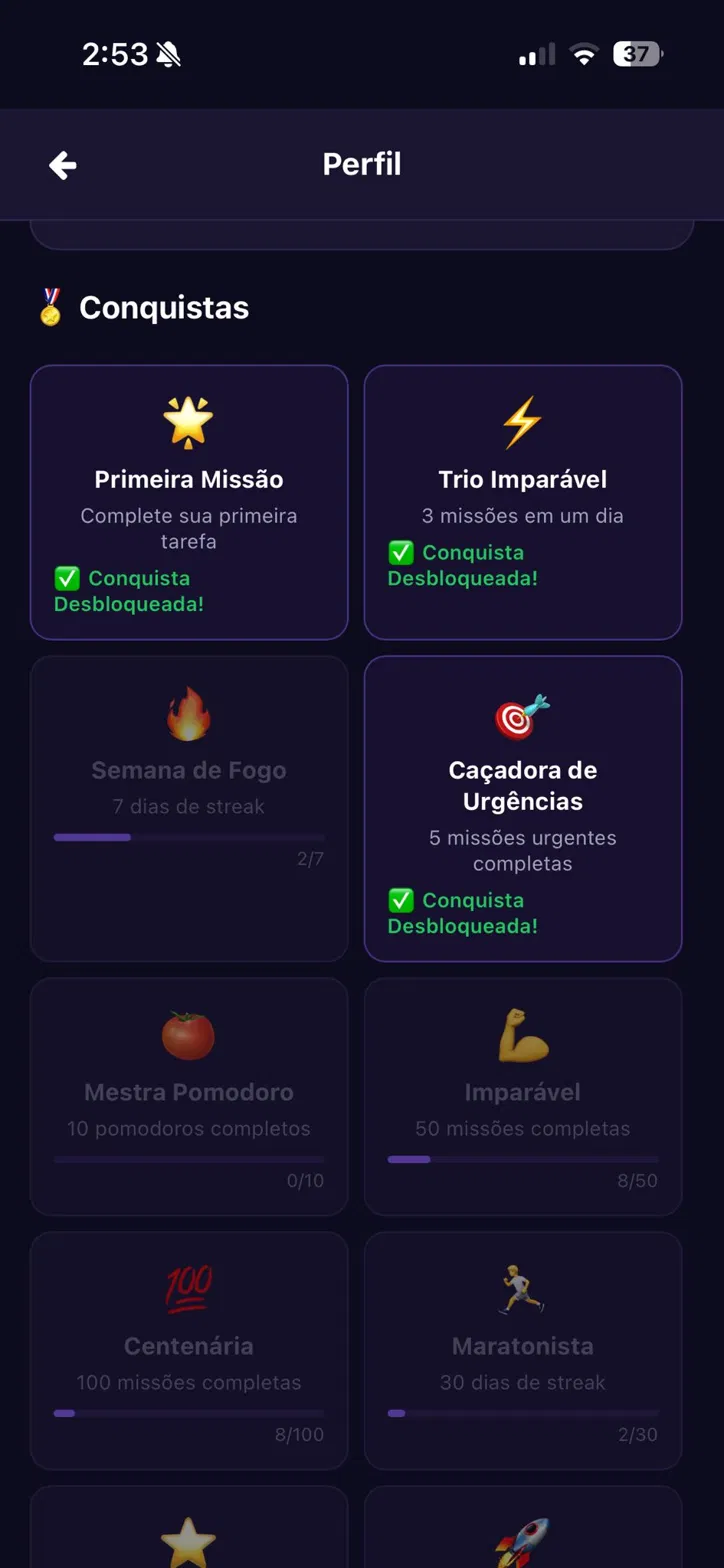 Tela de Conquistas