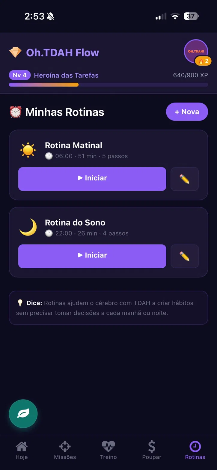 Tela Rotinas