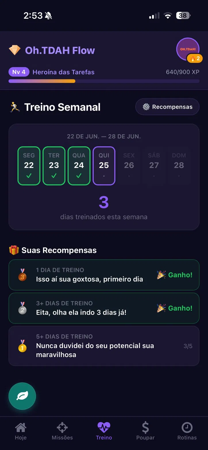 Tela Treino Semanal