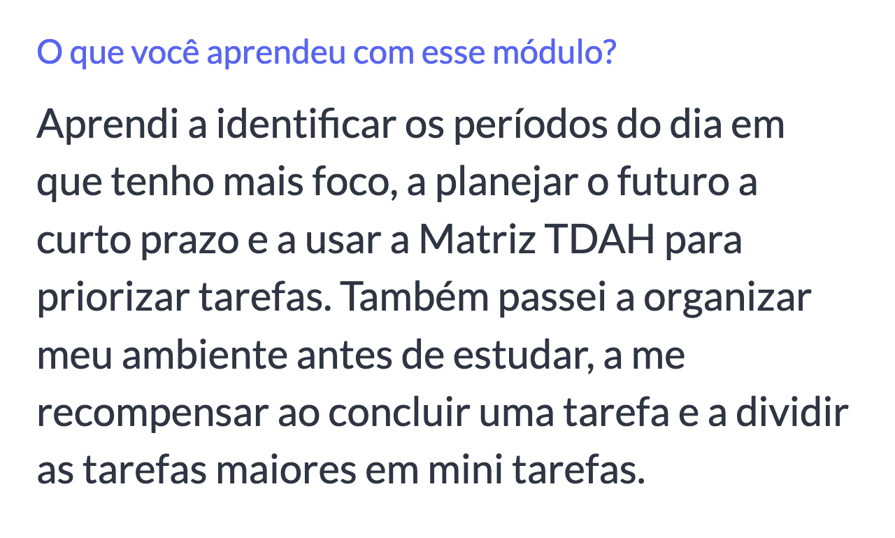 Depoimento de aluna Oh TDAH